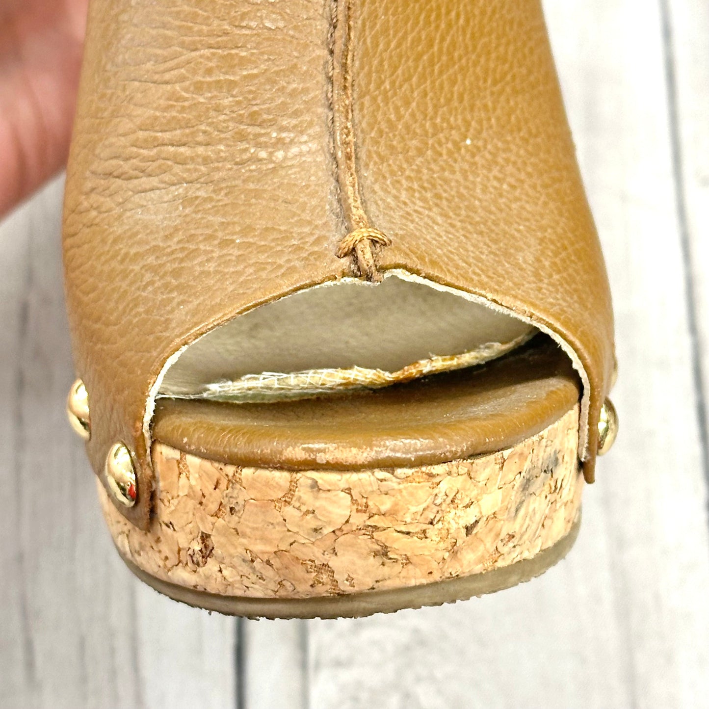 Sandals Heels Wedge By Michael By Michael Kors In Tan, Size: 6