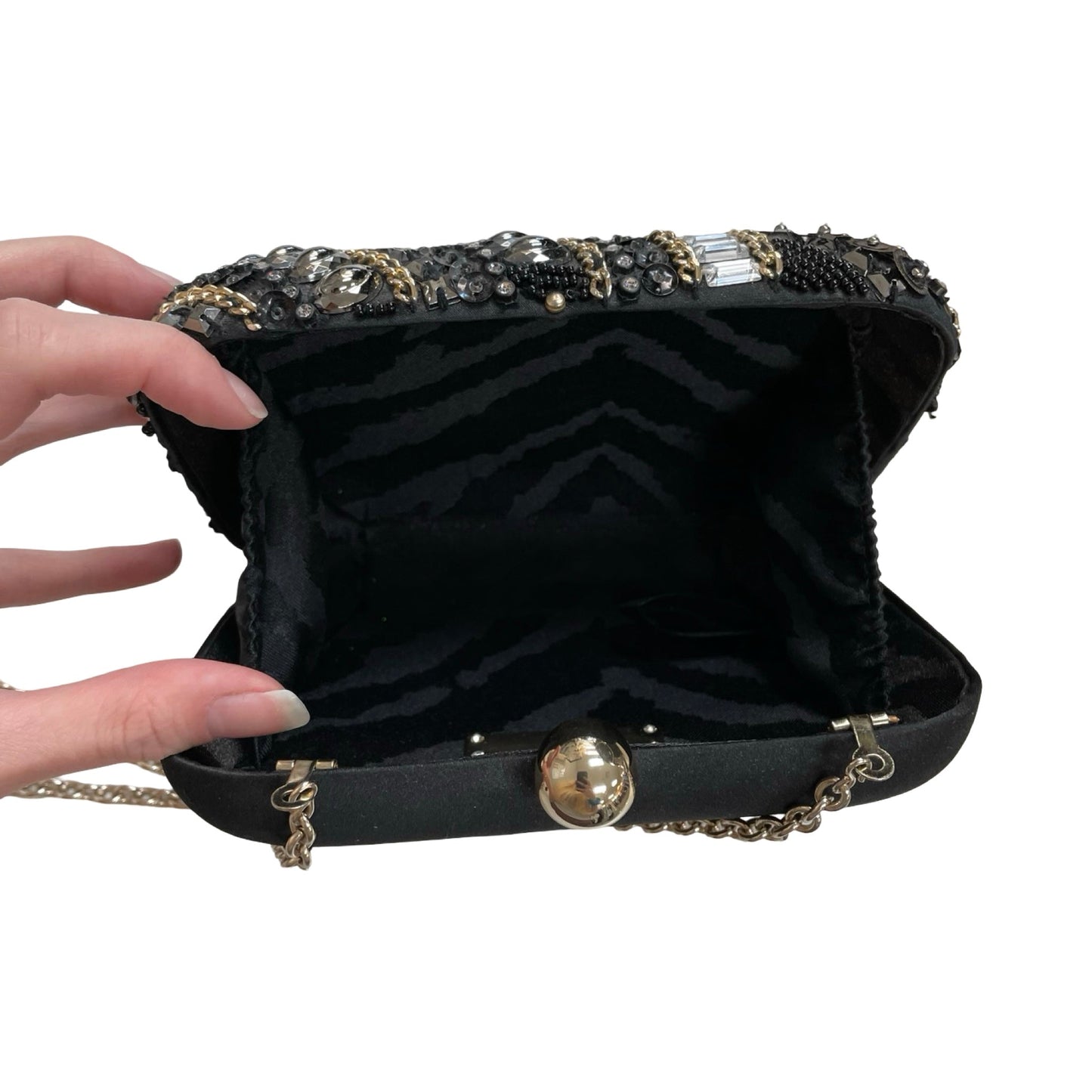 Handbag By Inc In Black & Gold, Size:Small