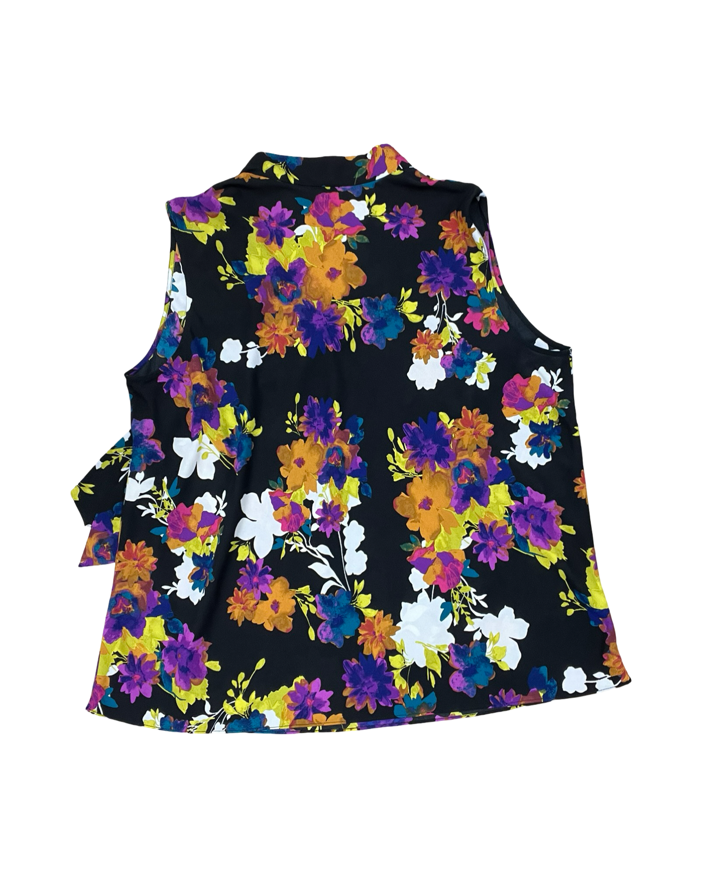Top Sleeveless By Anne Klein In Black & Pink, Size:2X