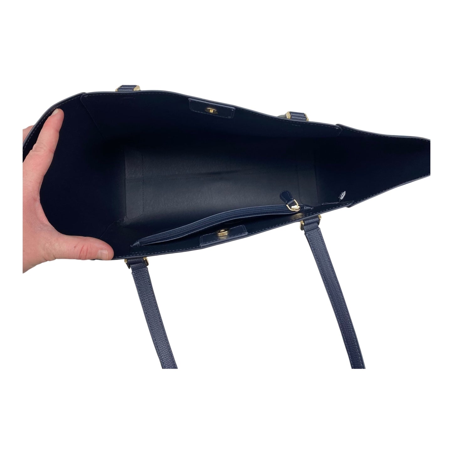 Handbag Designer By Kate Spade In Blue & Cream, Size:Large