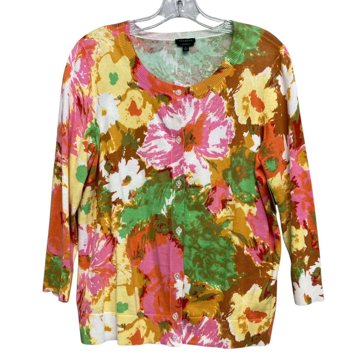 Sweater Cardigan By Talbots In Multi, Size:L