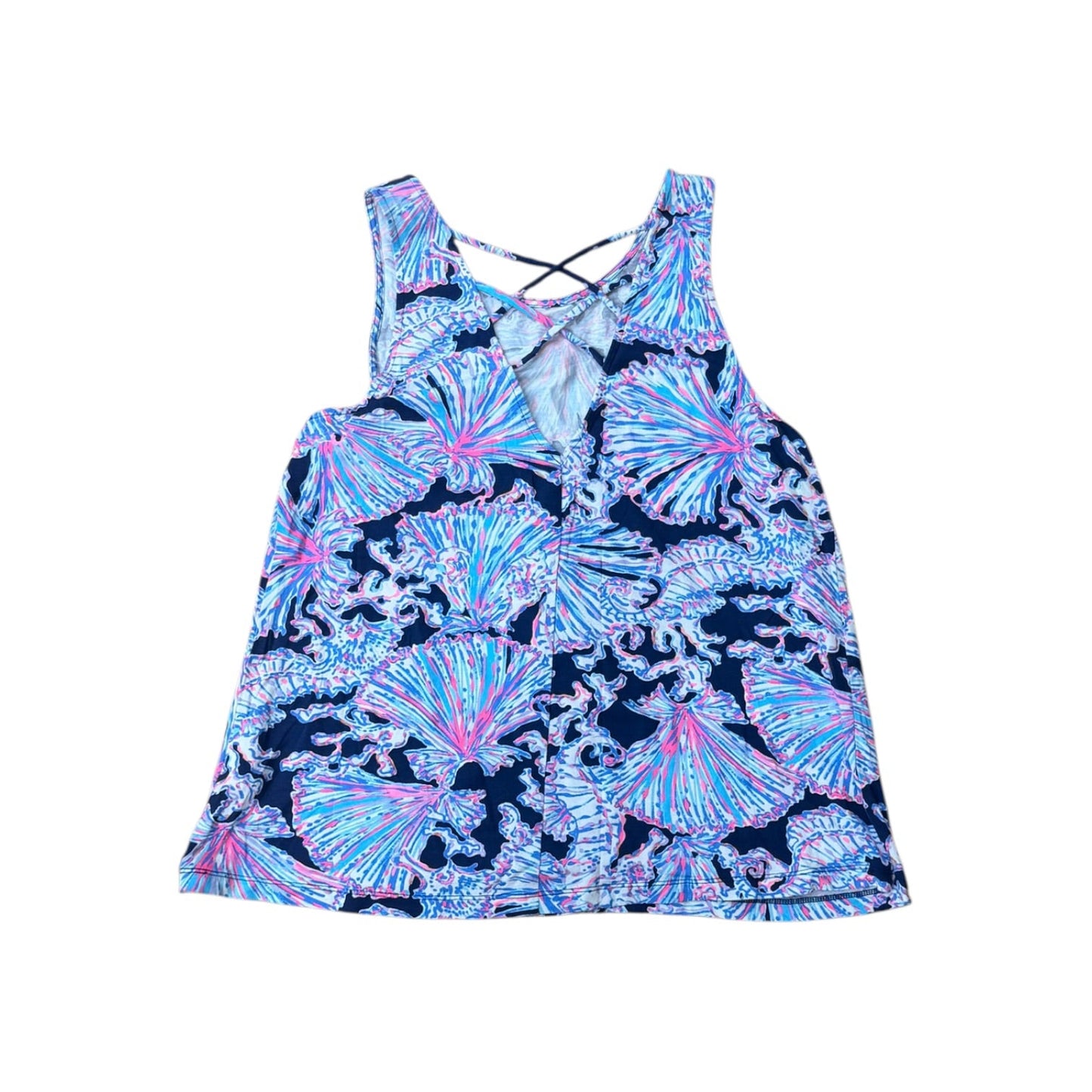 Top Sleeveless Designer By Lilly Pulitzer In Blue & Pink, Size:M