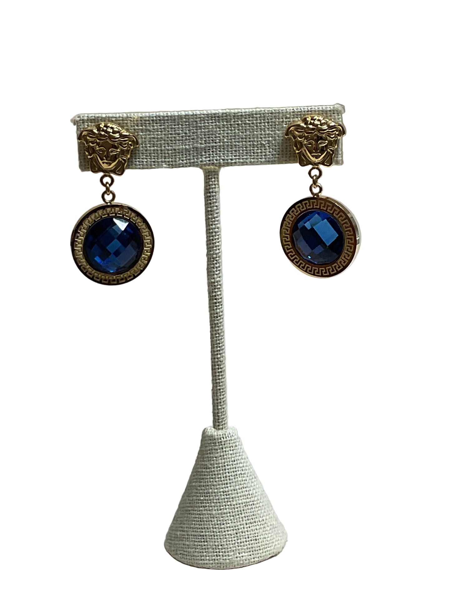 Earrings Luxury Designer By Versace In Blue & Gold