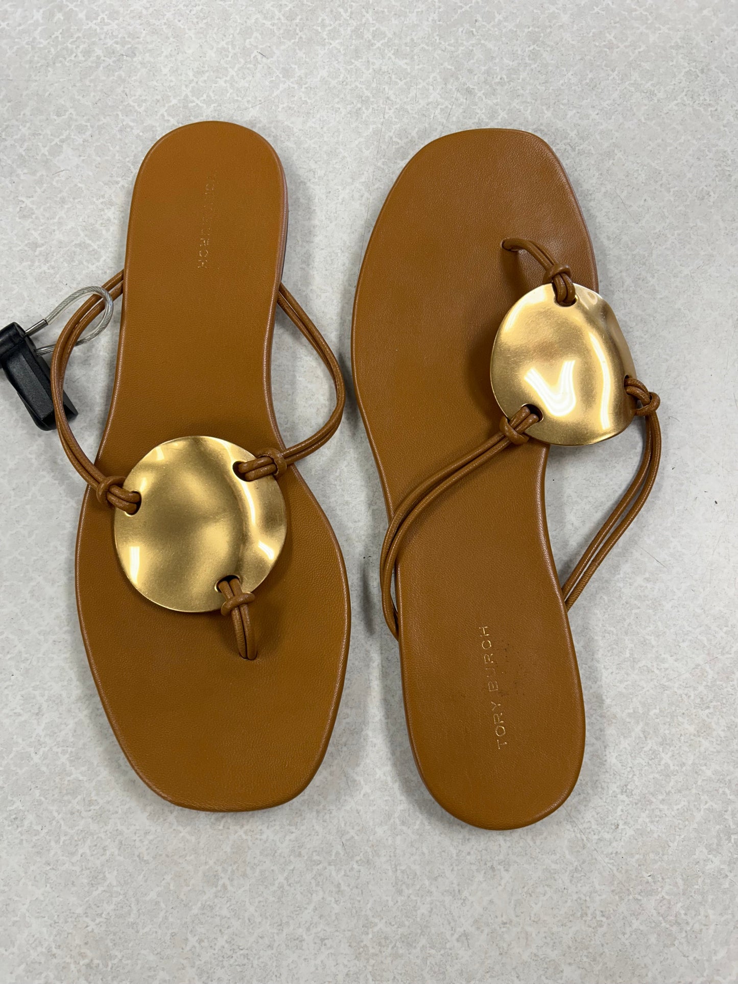 Sandals Designer By Tory Burch In Gold & Tan, Size:9.5