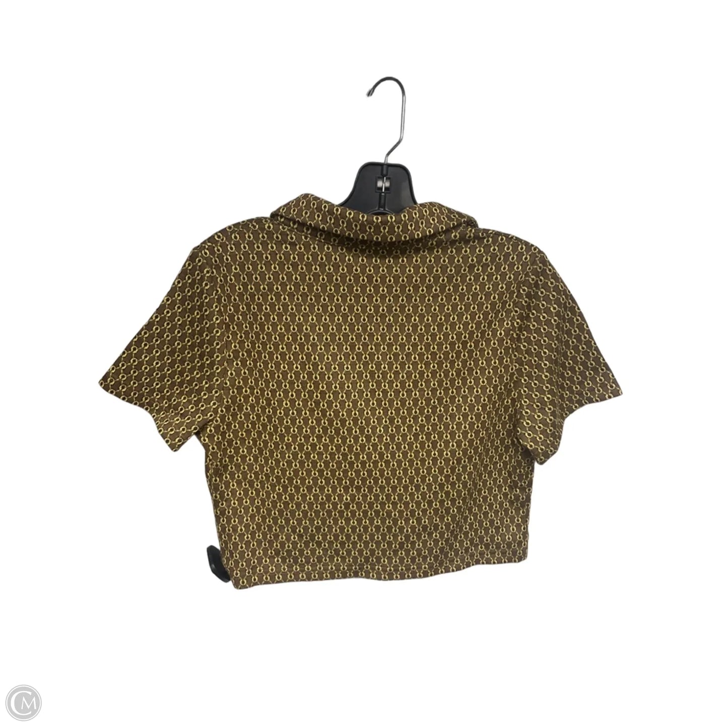 Top Short Sleeve By Harper In Brown & Gold, Size: L