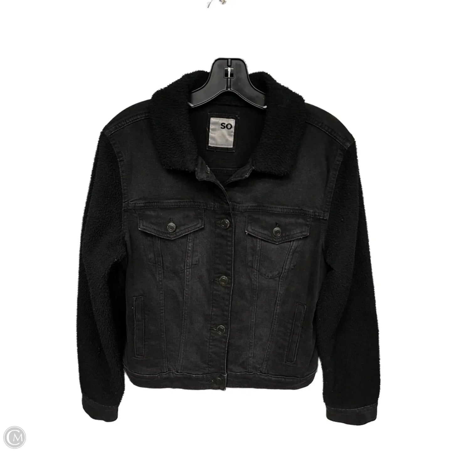 Jacket Denim By So In Black, Size: L