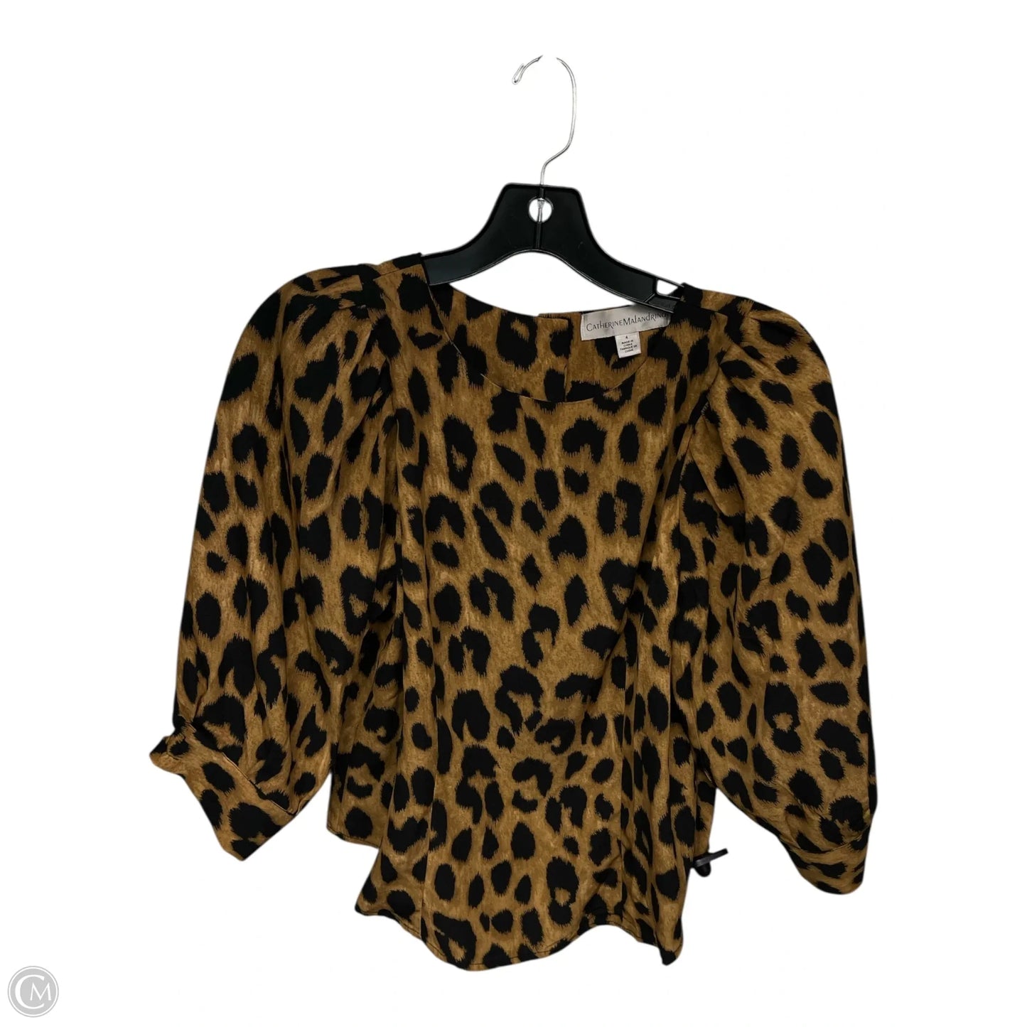 Top 3/4 Sleeve By Catherine Malandrino In Black & Orange, Size: 4