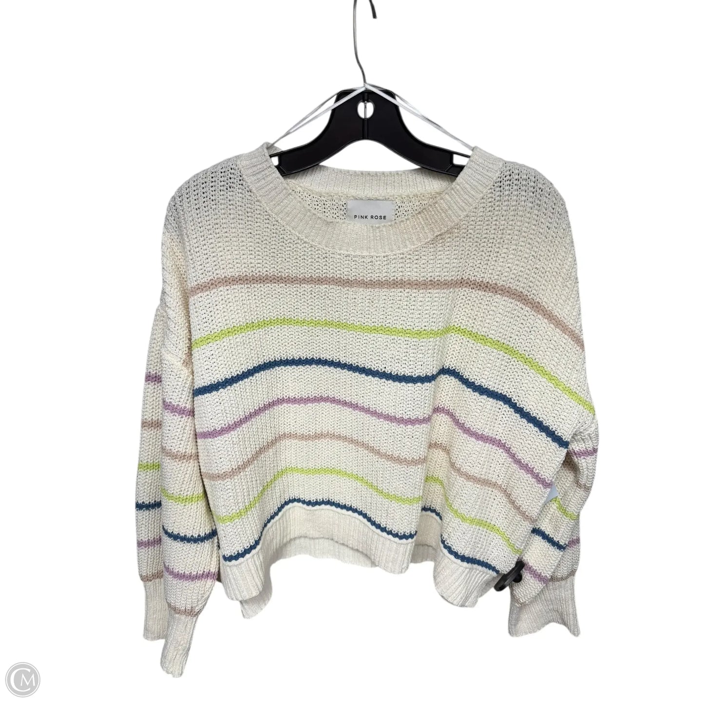 Sweater By Pink Rose In Cream & Green, Size: M