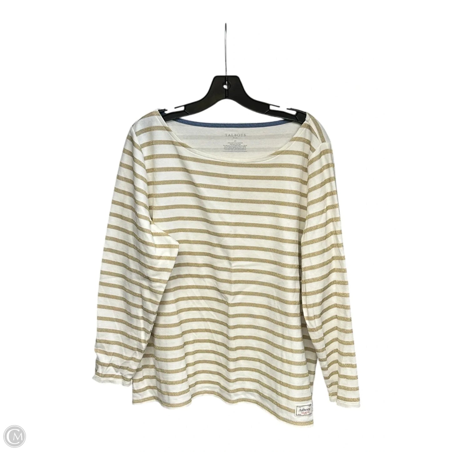 Top Long Sleeve By Talbots In Gold & White, Size: 2x