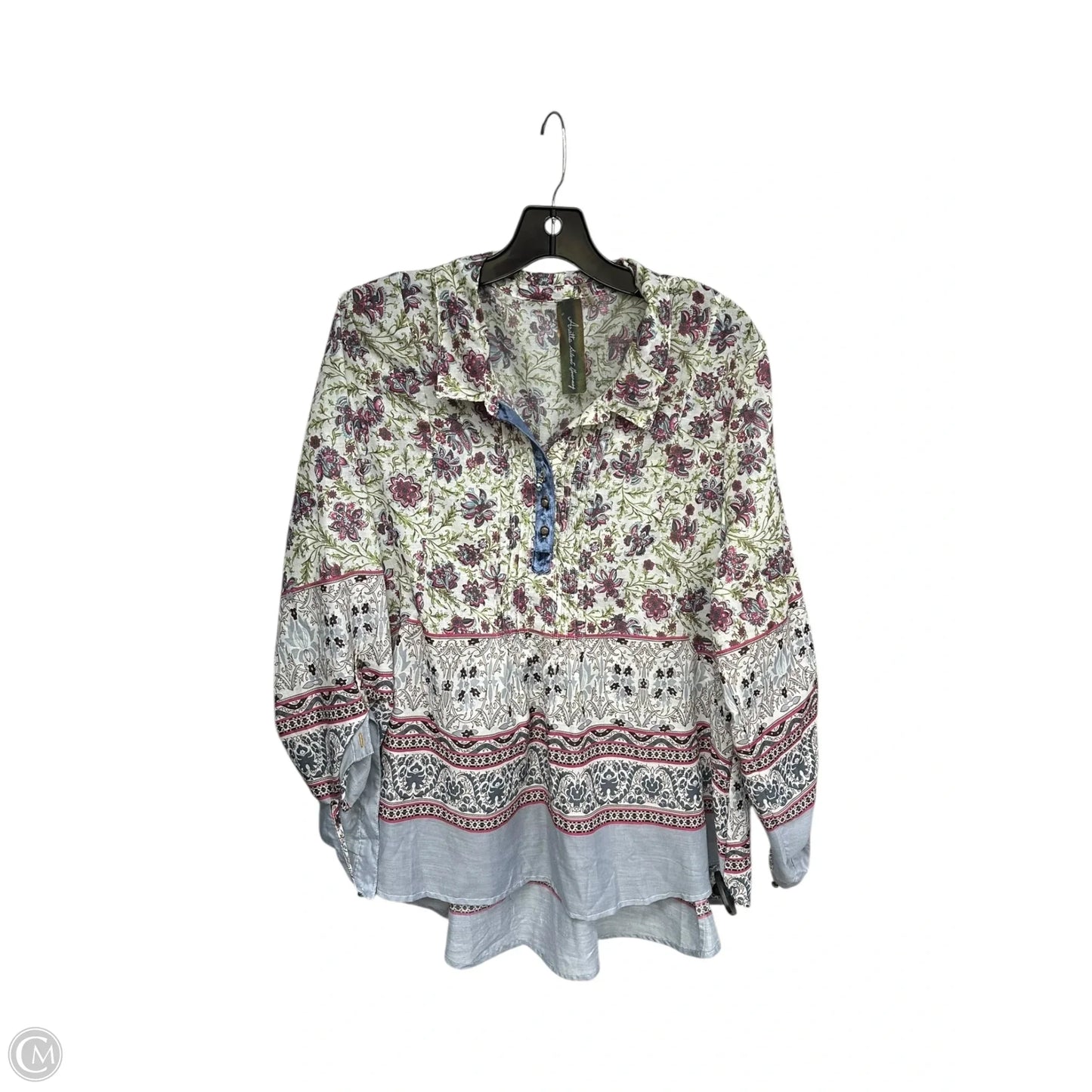 Top Long Sleeve By Aratta In Blue & Green, Size: Xl