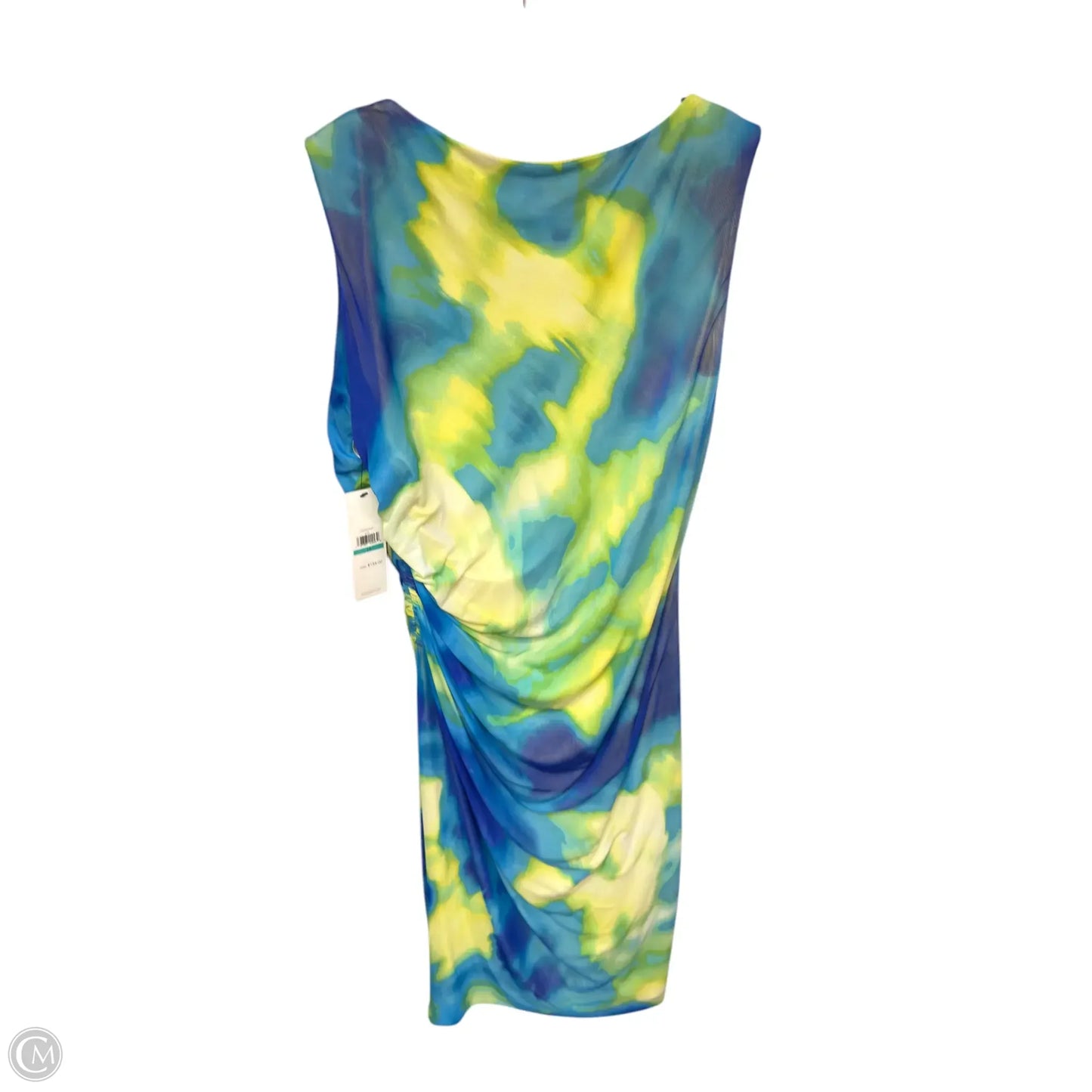 Dress Party Midi By Calvin Klein In Blue & Yellow, Size: 16