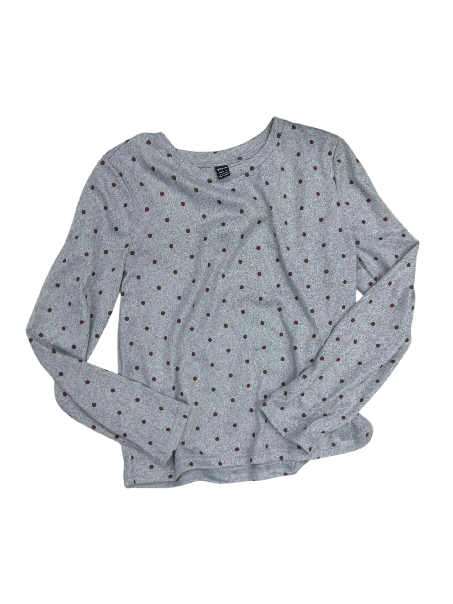 Top Long Sleeve By Shein In Polkadot Pattern, Size: L
