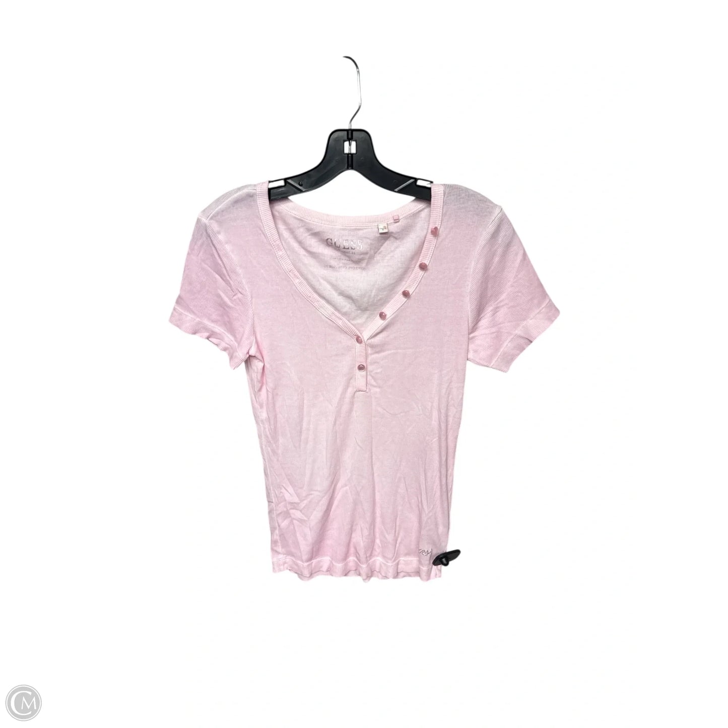 Top Short Sleeve By Guess In Pink, Size: L