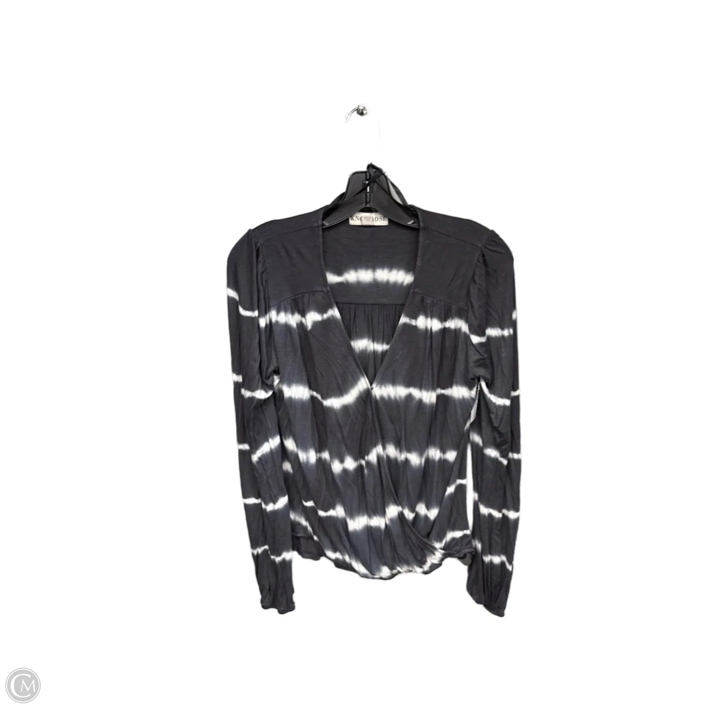 Top Long Sleeve By Knox Rose In Grey & White, Size: S