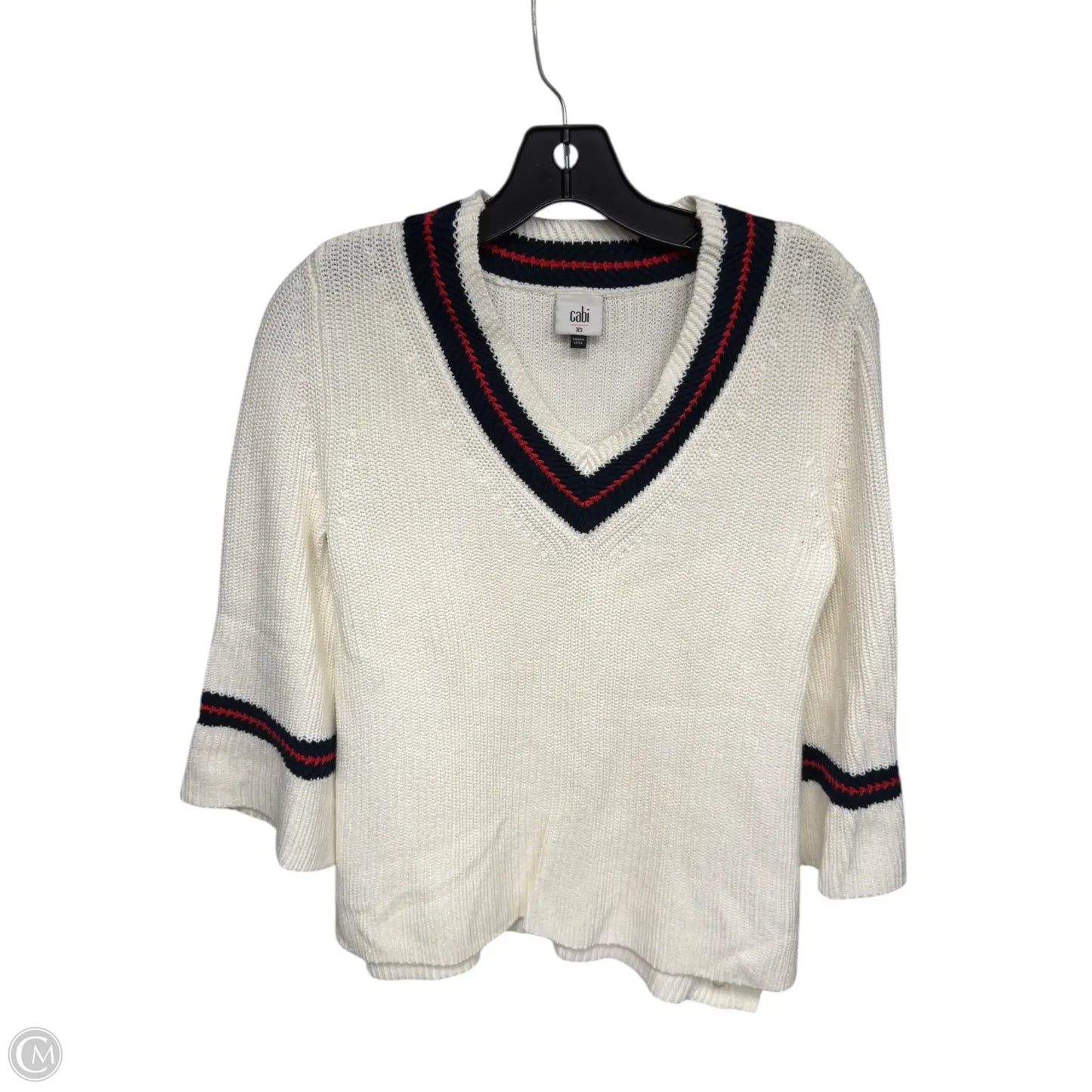 Sweater By Cabi In White & Yellow, Size: Xs