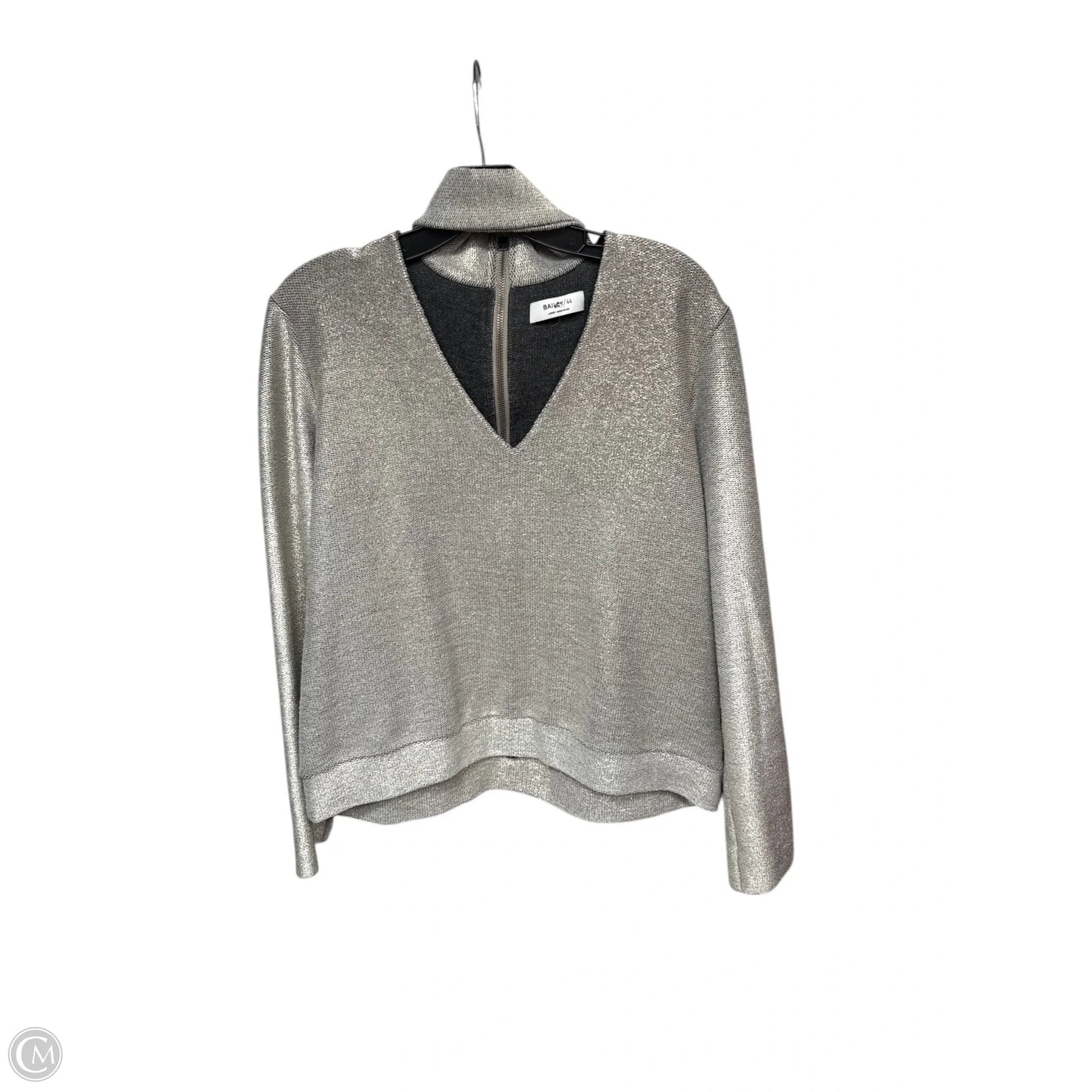 Top Long Sleeve By Bailey 44 In Silver, Size: L