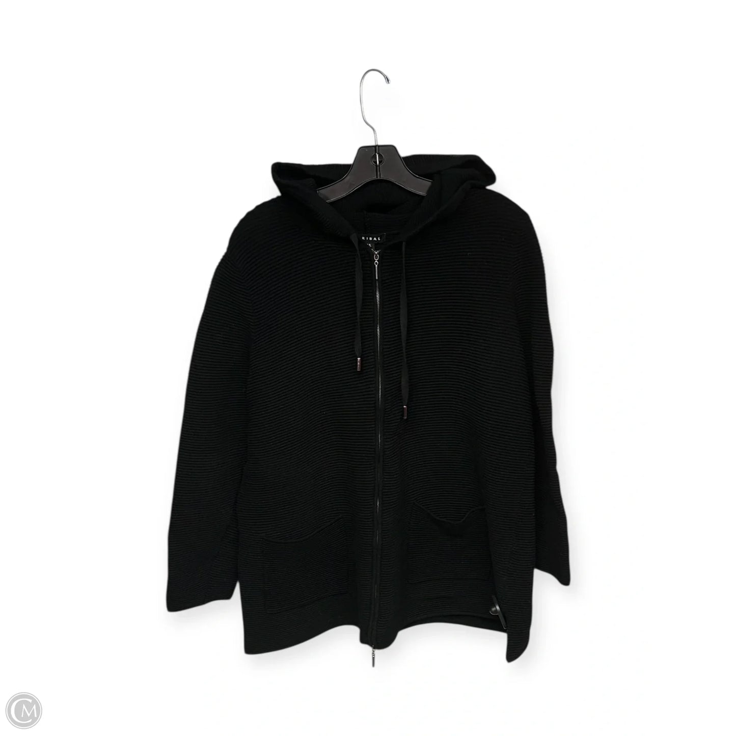 Sweater Cardigan By Tribal In Black, Size: L