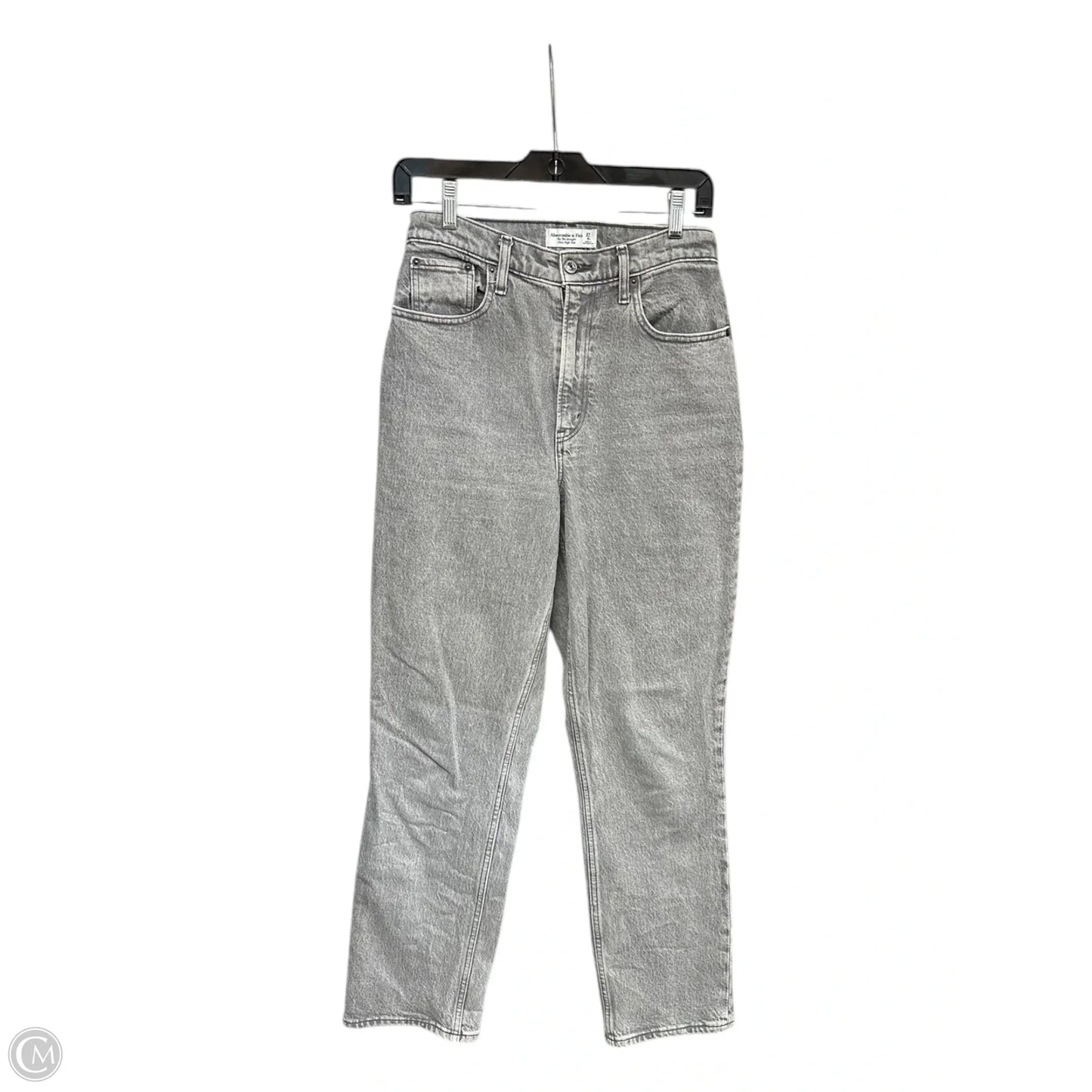 Jeans Straight By Abercrombie And Fitch In Grey Denim, Size: 4