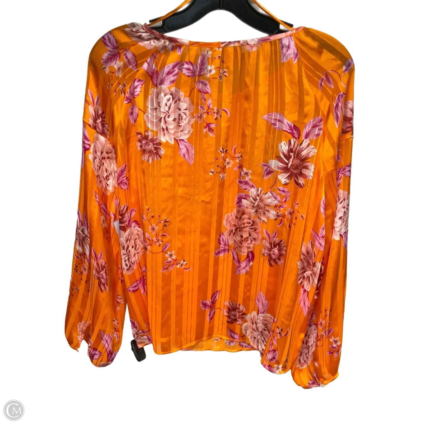 Blouse Long Sleeve By Vince Camuto In Orange & Pink, Size: S