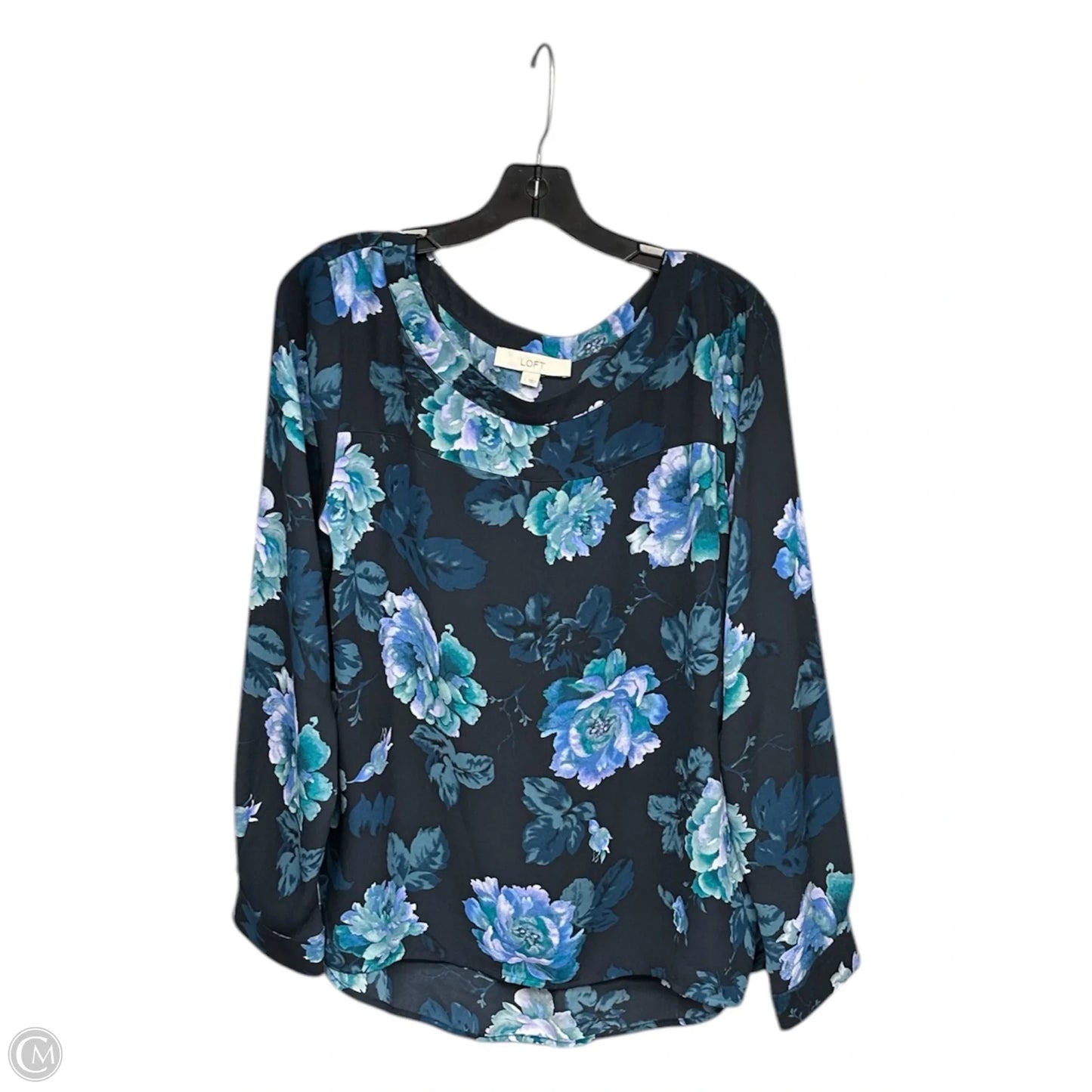 Blouse Long Sleeve By Loft In Blue & Purple, Size: L