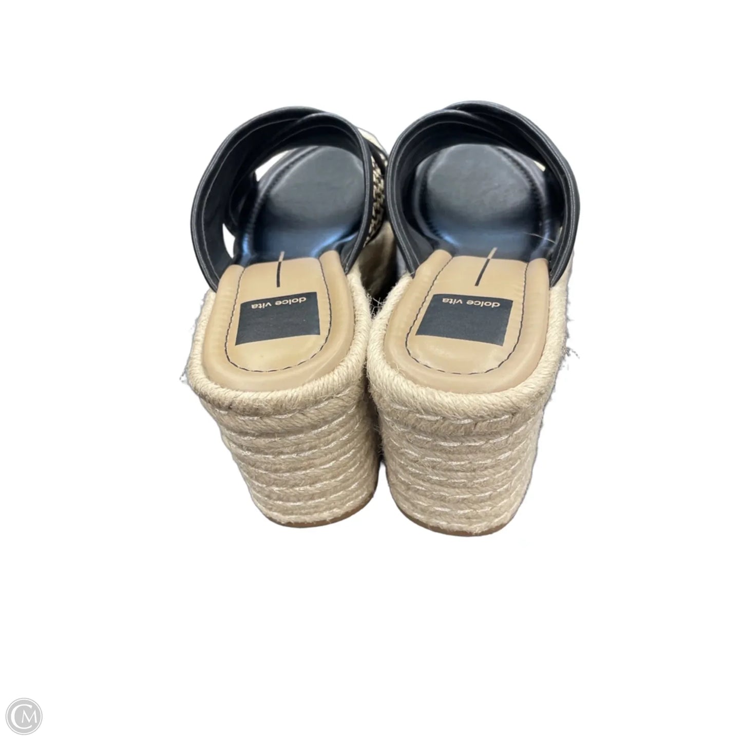 Sandals Heels Wedge By Dolce Vita In Black & Cream, Size: 7.5
