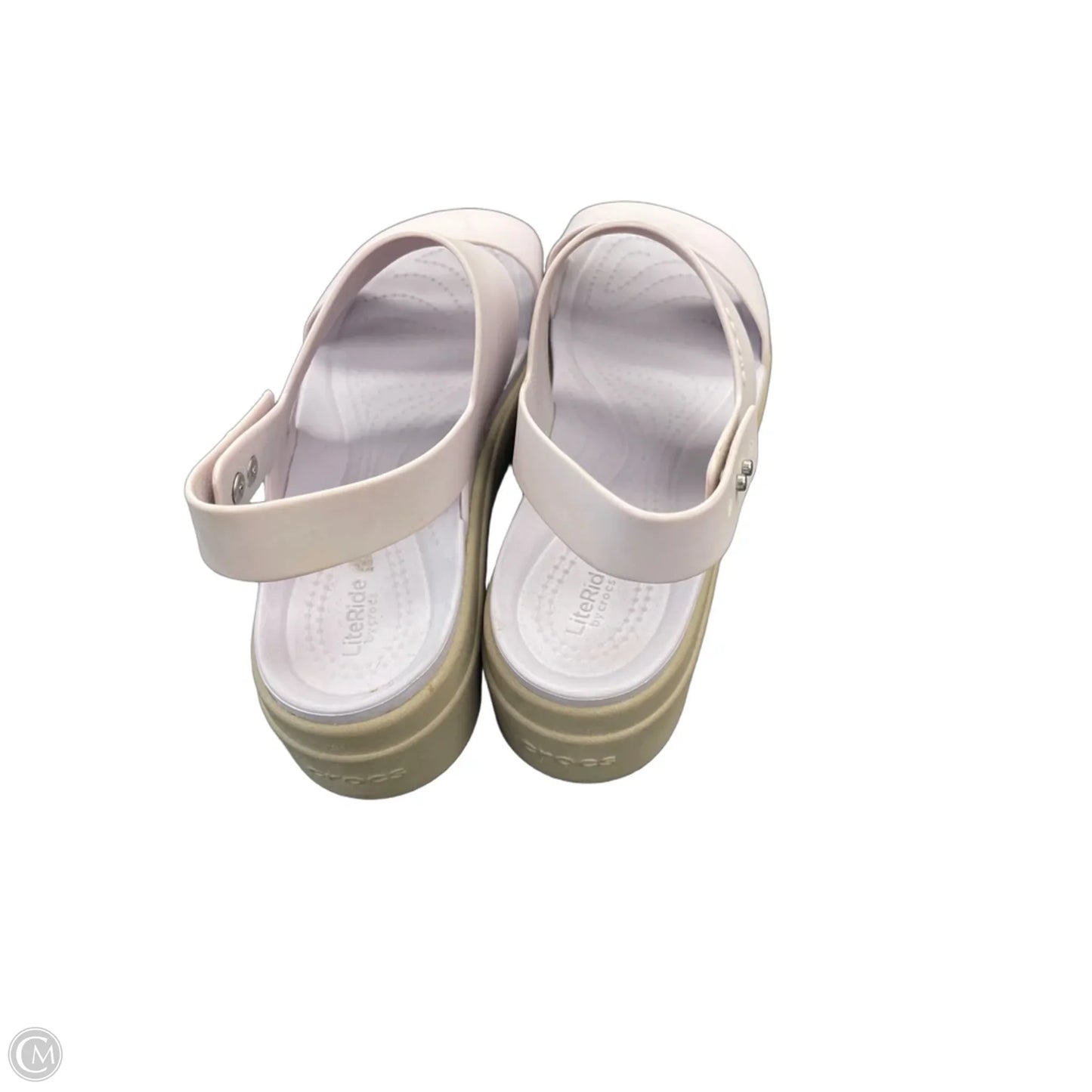 Sandals Heels Wedge By Crocs In Purple, Size: 7