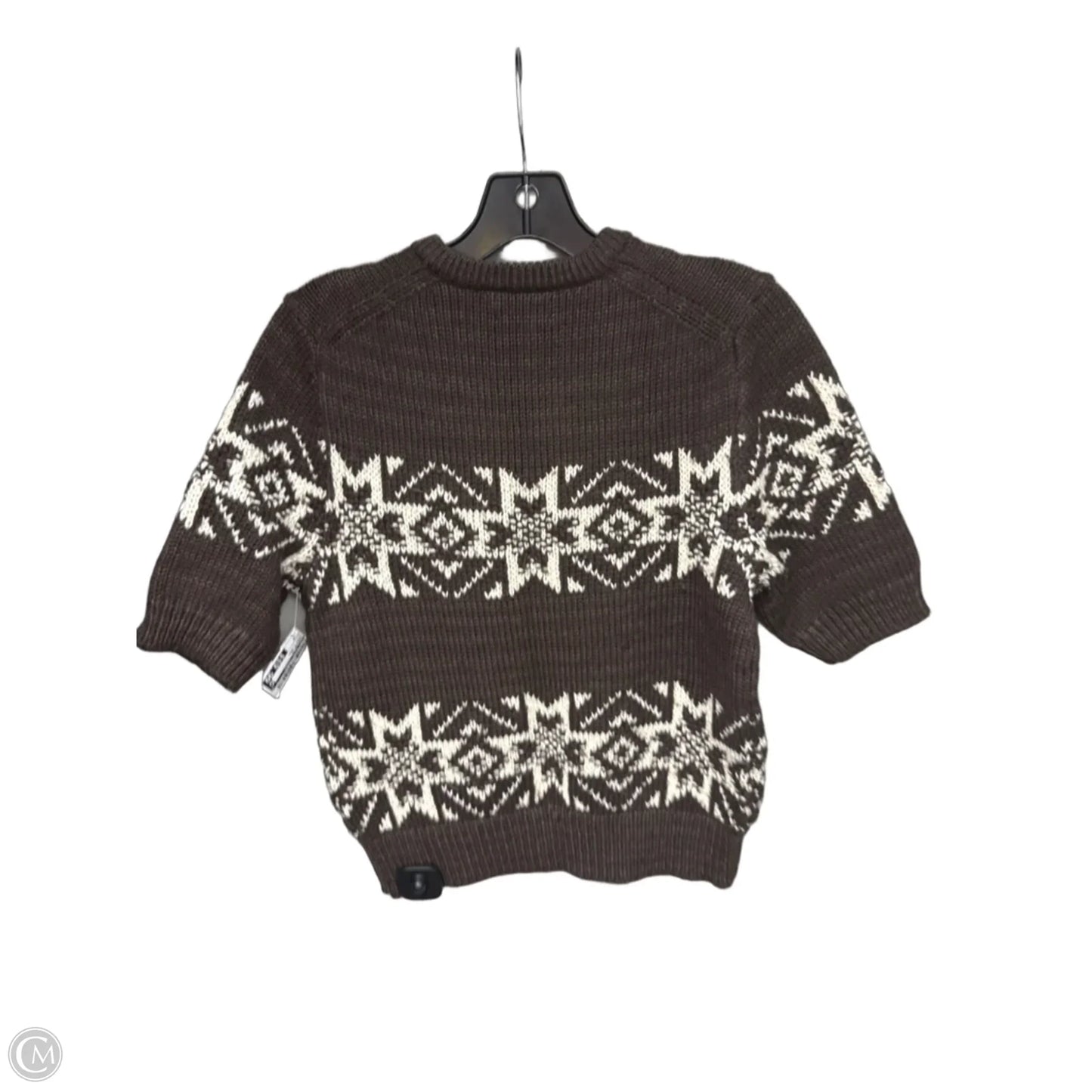 Sweater Short Sleeve By Polo Ralph Lauren In Brown & Cream, Size: S