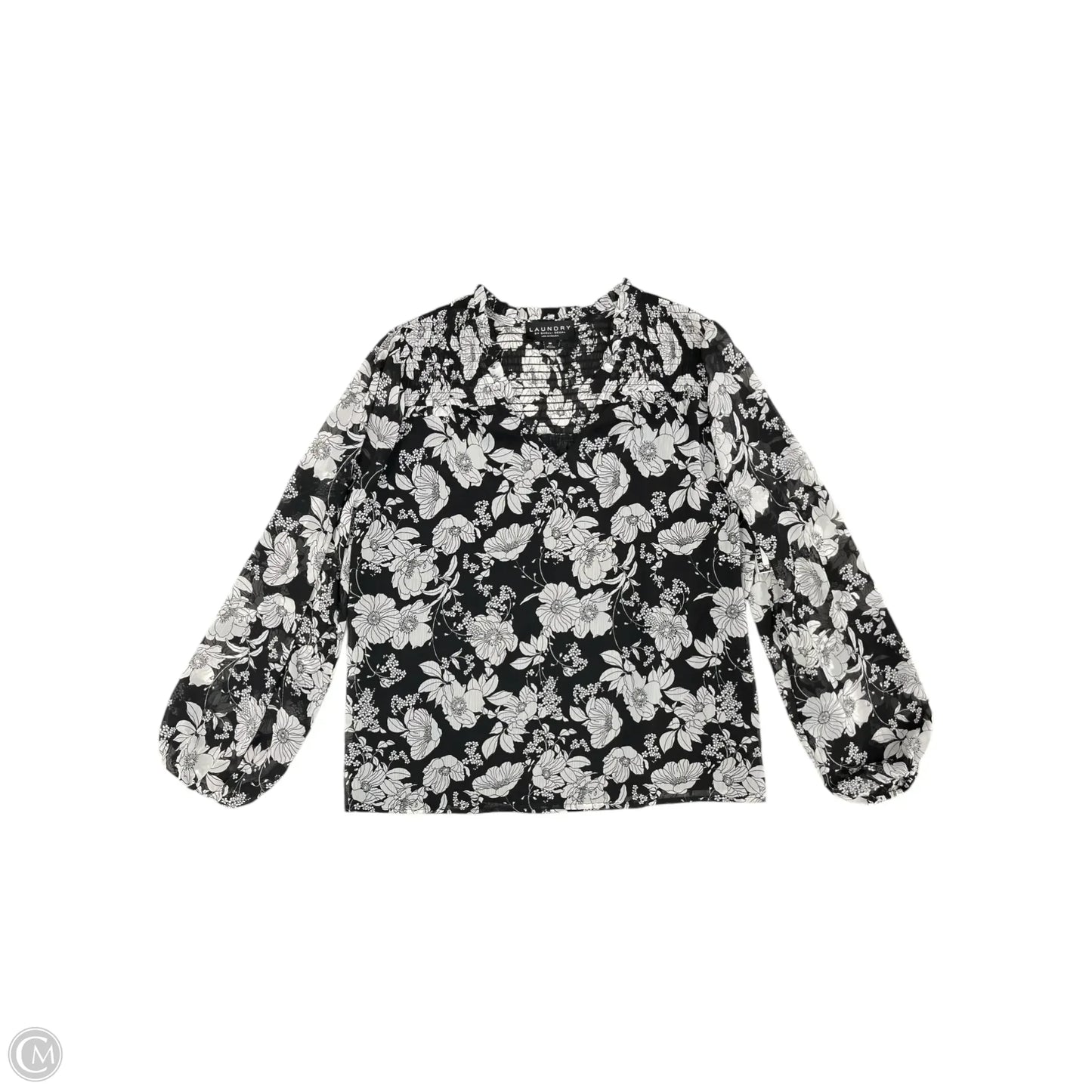 Top Long Sleeve By Laundry In Black & White, Size: M