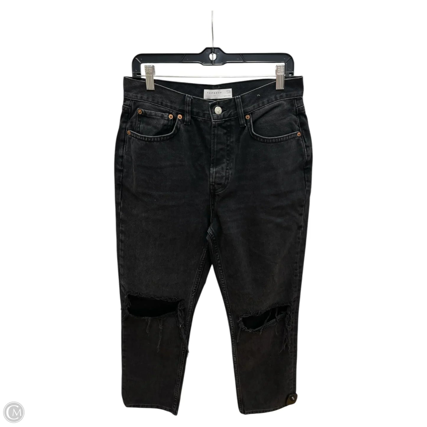 Jeans Straight By Topshop In Black, Size: 10
