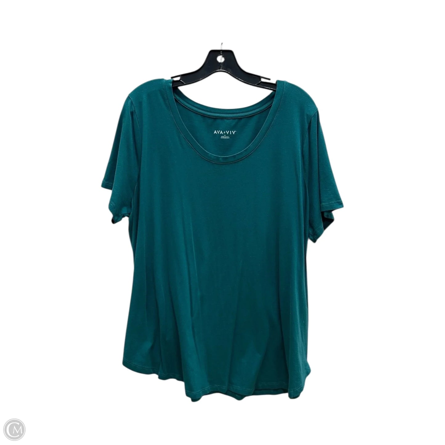 Top Short Sleeve Basic By Ava & Viv In Teal, Size: 1x