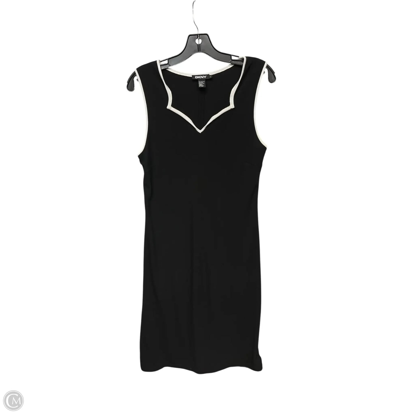 Dress Casual Midi By Dkny In Black & White, Size: L