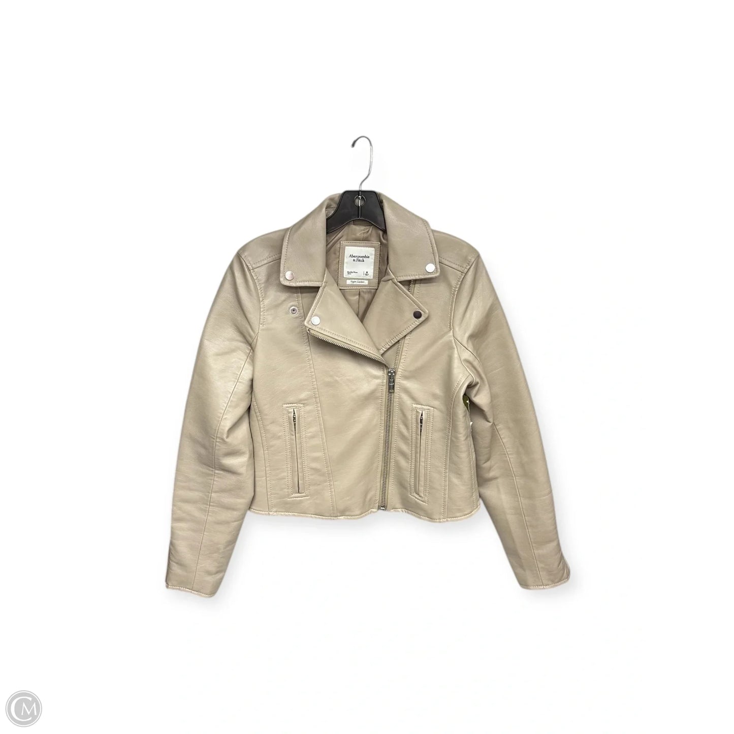 Jacket Moto By Abercrombie And Fitch In Tan, Size: M