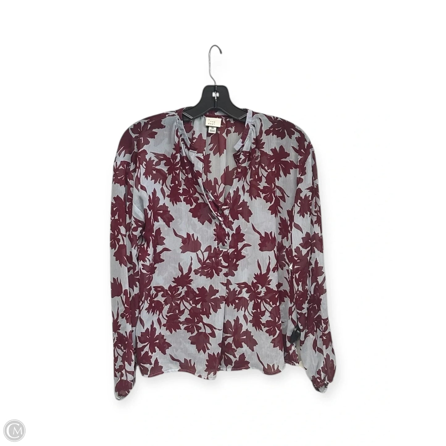 Top Long Sleeve By A New Day In Blue & Red, Size: Xs