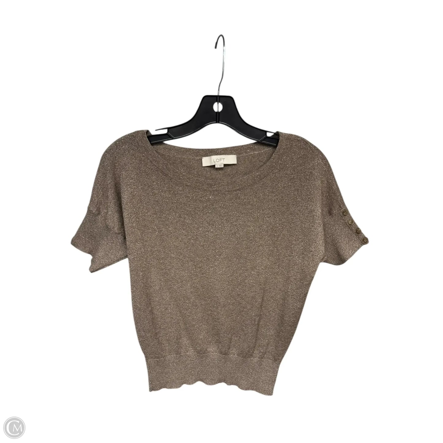 Top Short Sleeve By Loft In Tan, Size: S