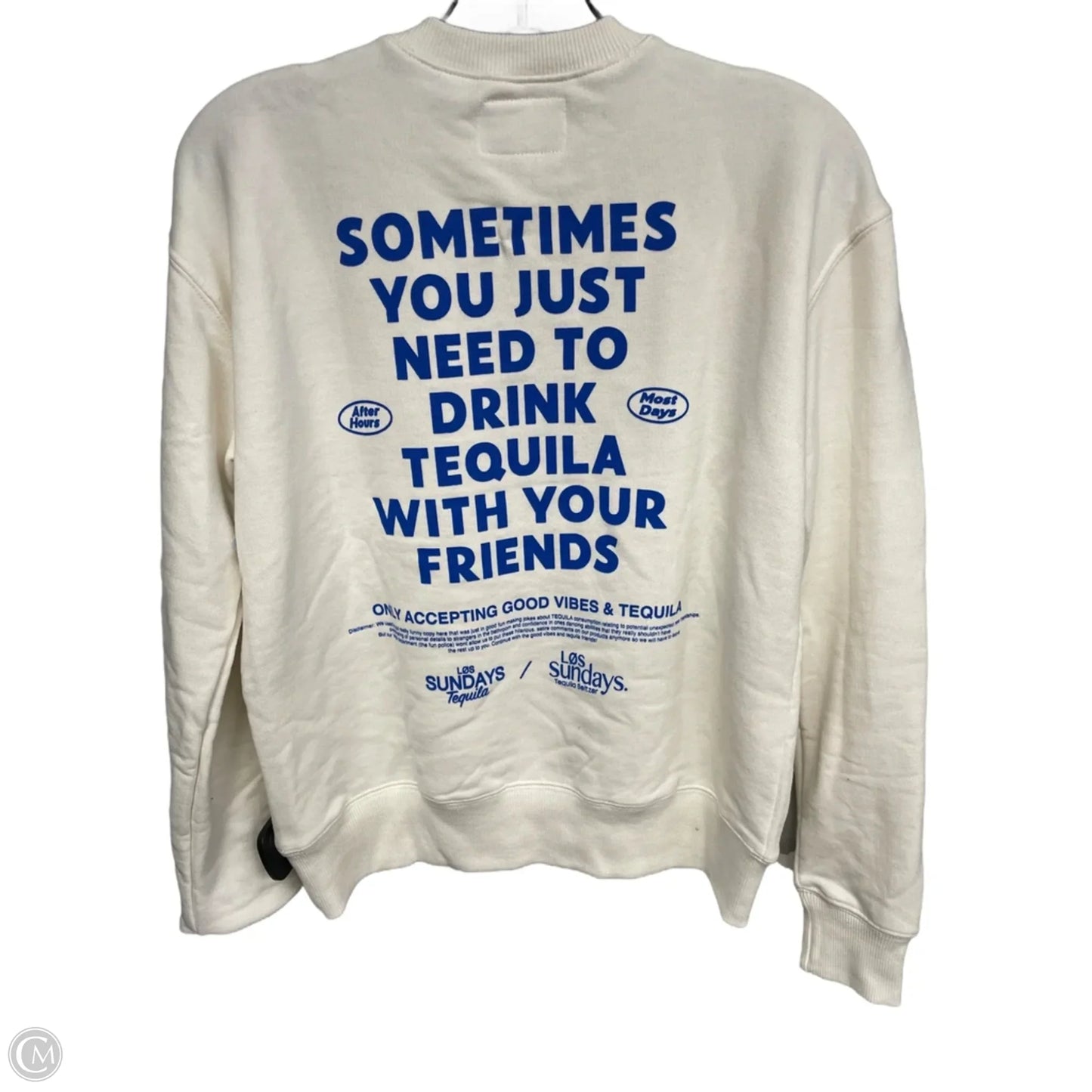 Sweatshirt Crewneck By Clothes Mentor In Cream, Size: S