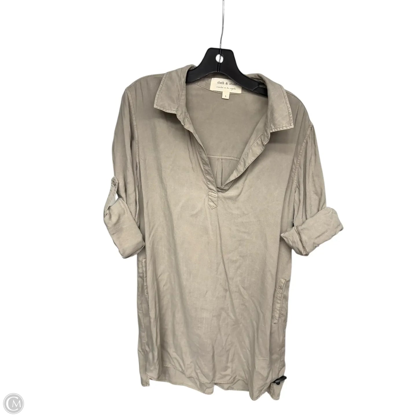 Tunic 3/4 Sleeve By Cloth & Stone In Taupe, Size: L