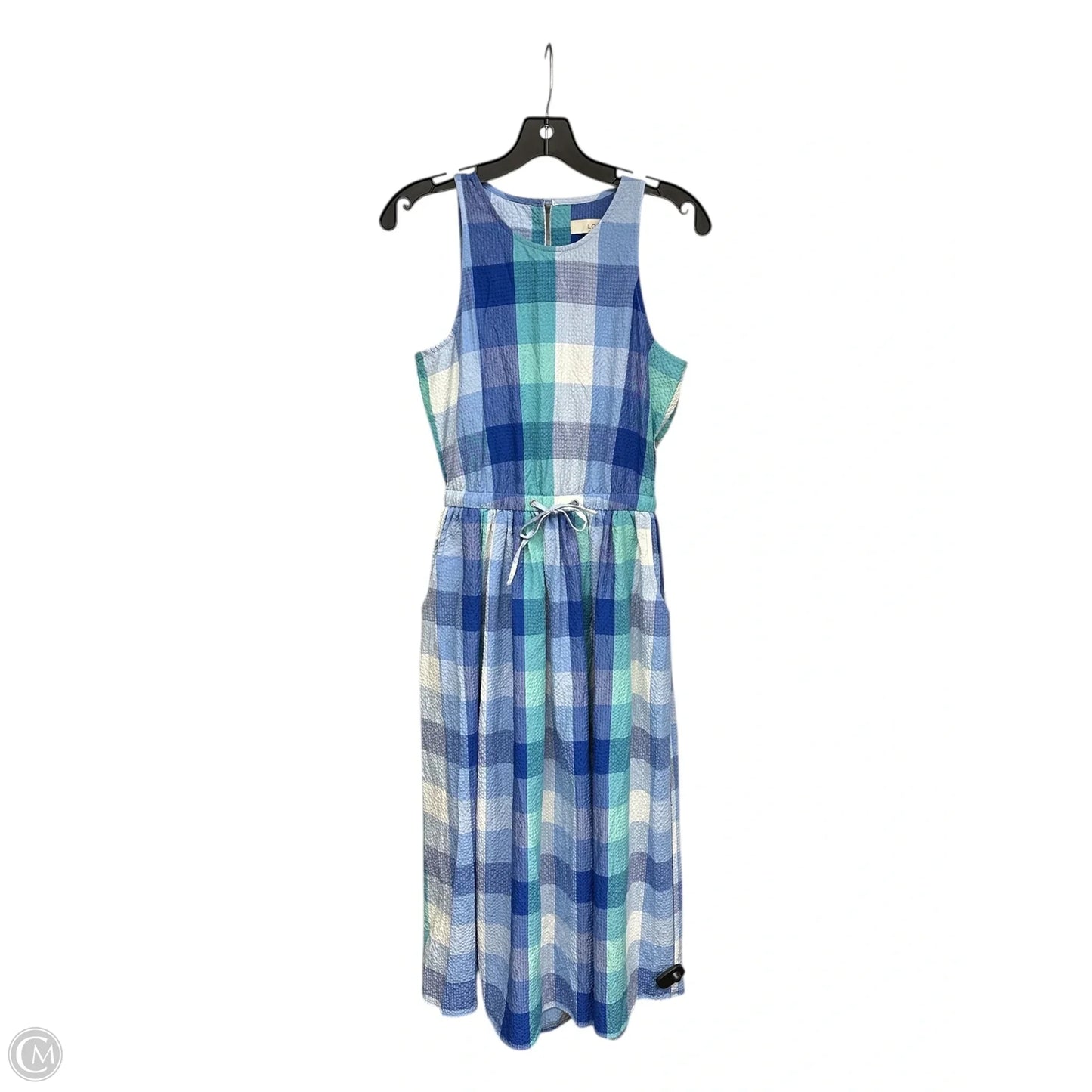 Dress Casual Midi By Loft In Blue & White, Size: Xs