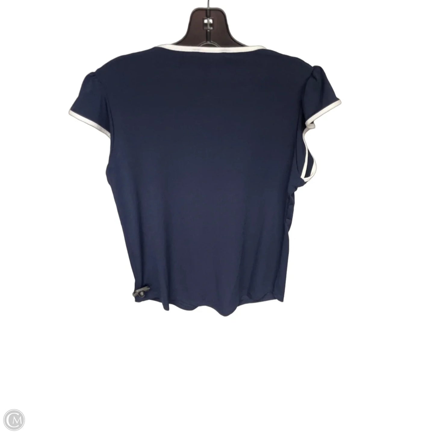 Top Short Sleeve By Adrianna Papell In Blue & White, Size: Xs
