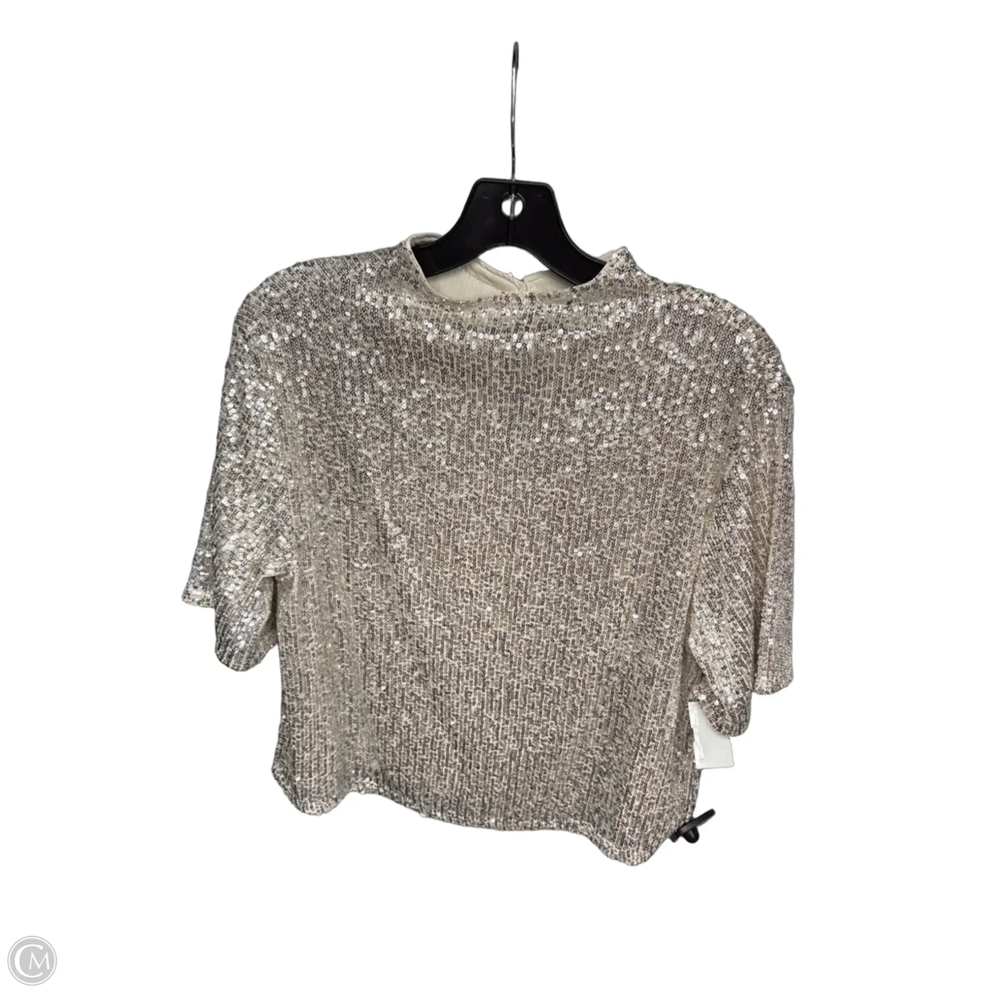 Top Short Sleeve By H&m In Cream & Silver, Size: M