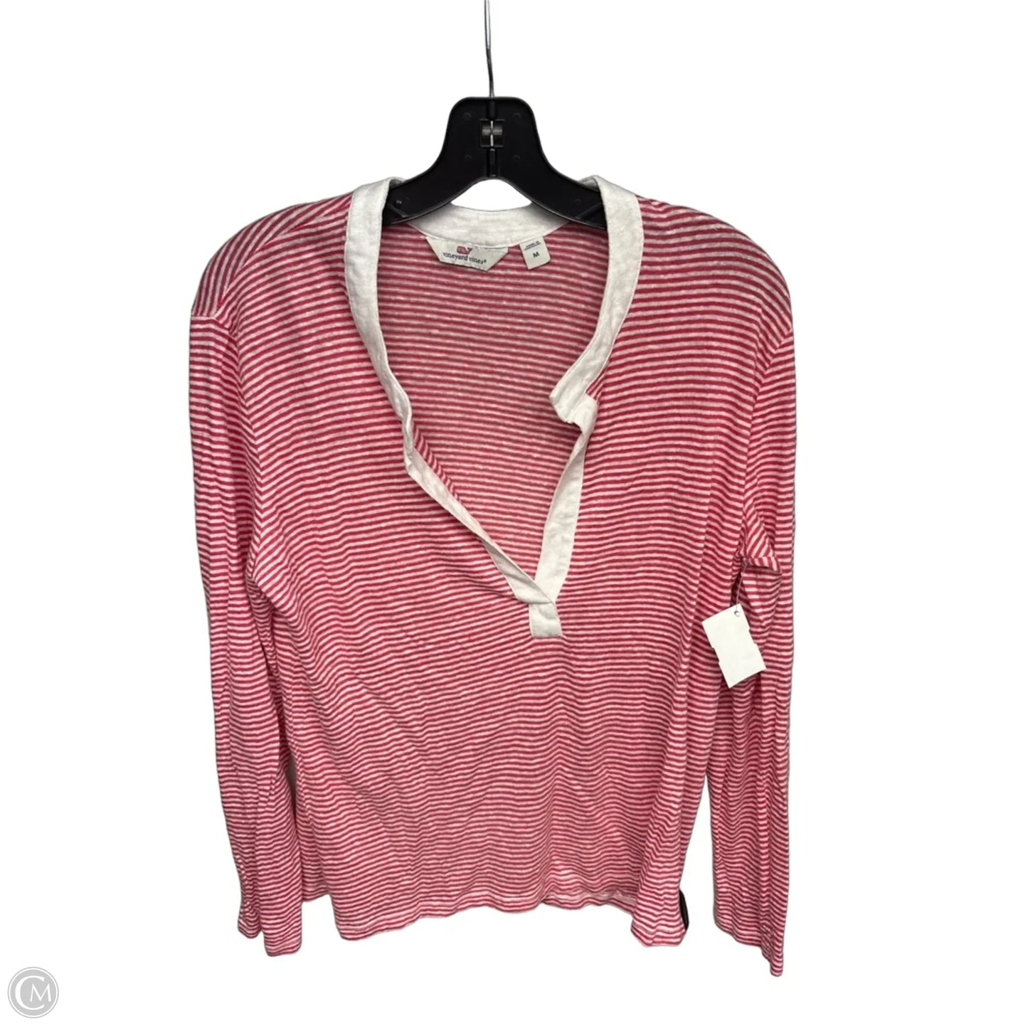 Top Long Sleeve By Vineyard Vines In Red & White, Size: M
