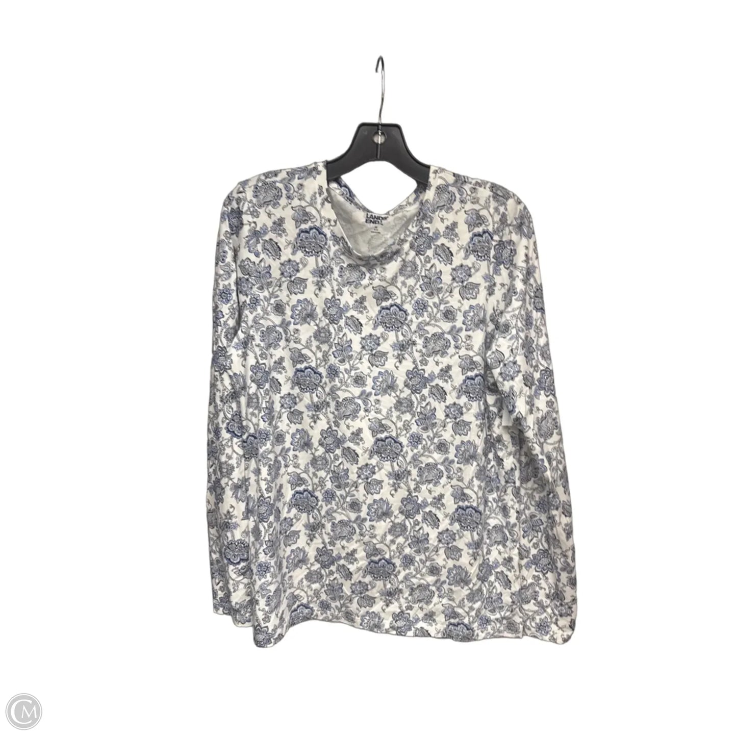 Top Long Sleeve By Lands End In Blue & White, Size: M