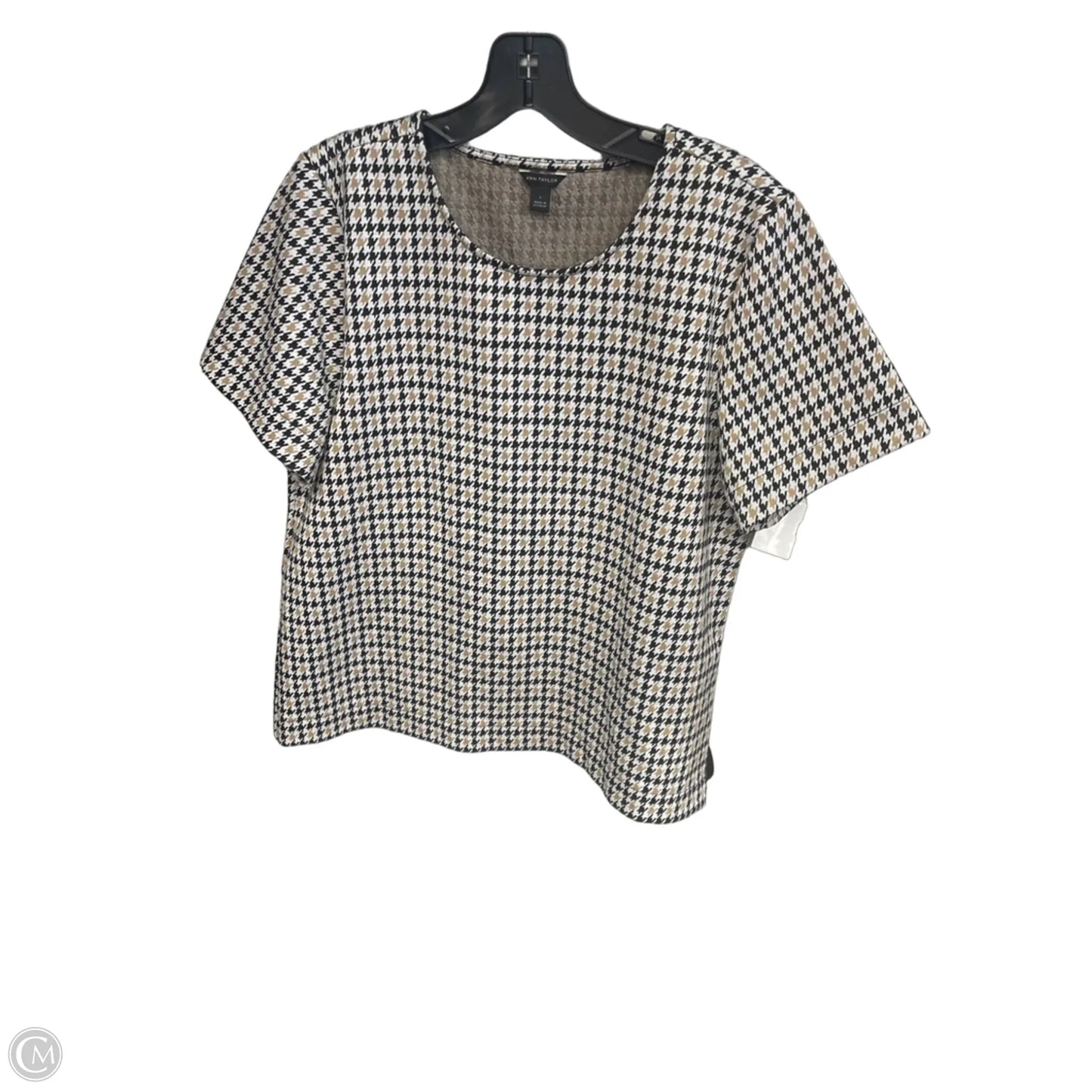 Top Short Sleeve By Ann Taylor In Black & Brown, Size: L