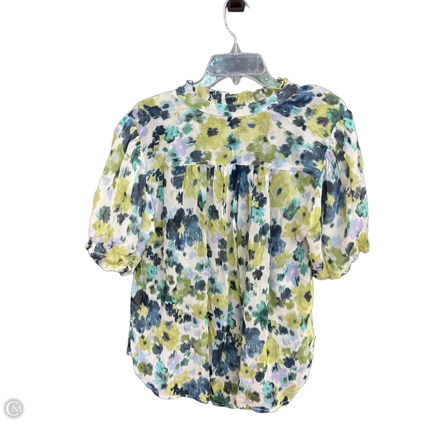 Blouse Short Sleeve By Anthropologie In Floral Print, Size: L
