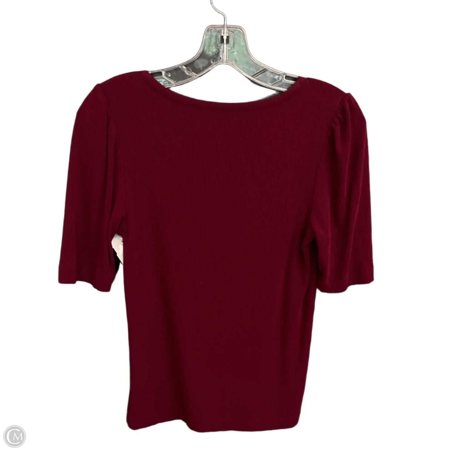 Top Short Sleeve Basic By Loft In Maroon, Size: S