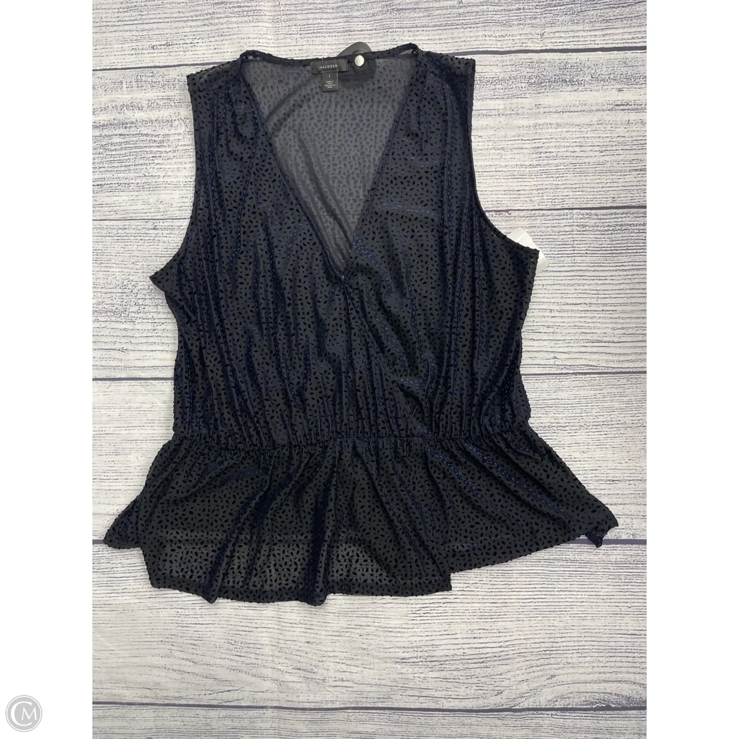 Top Sleeveless By Halogen In Blue, Size: L