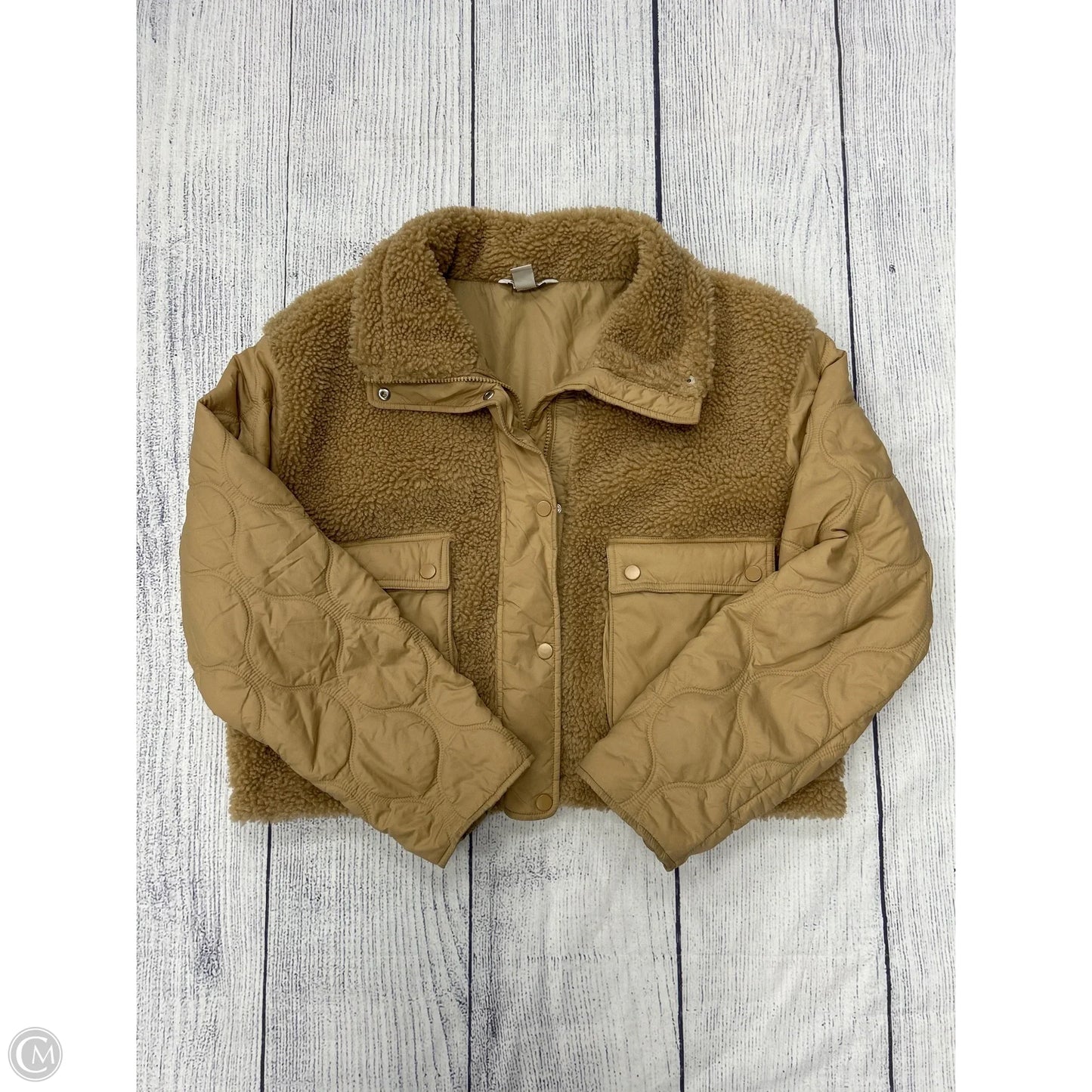 Jacket Faux Fur & Sherpa By Athleta In Tan, Size: M