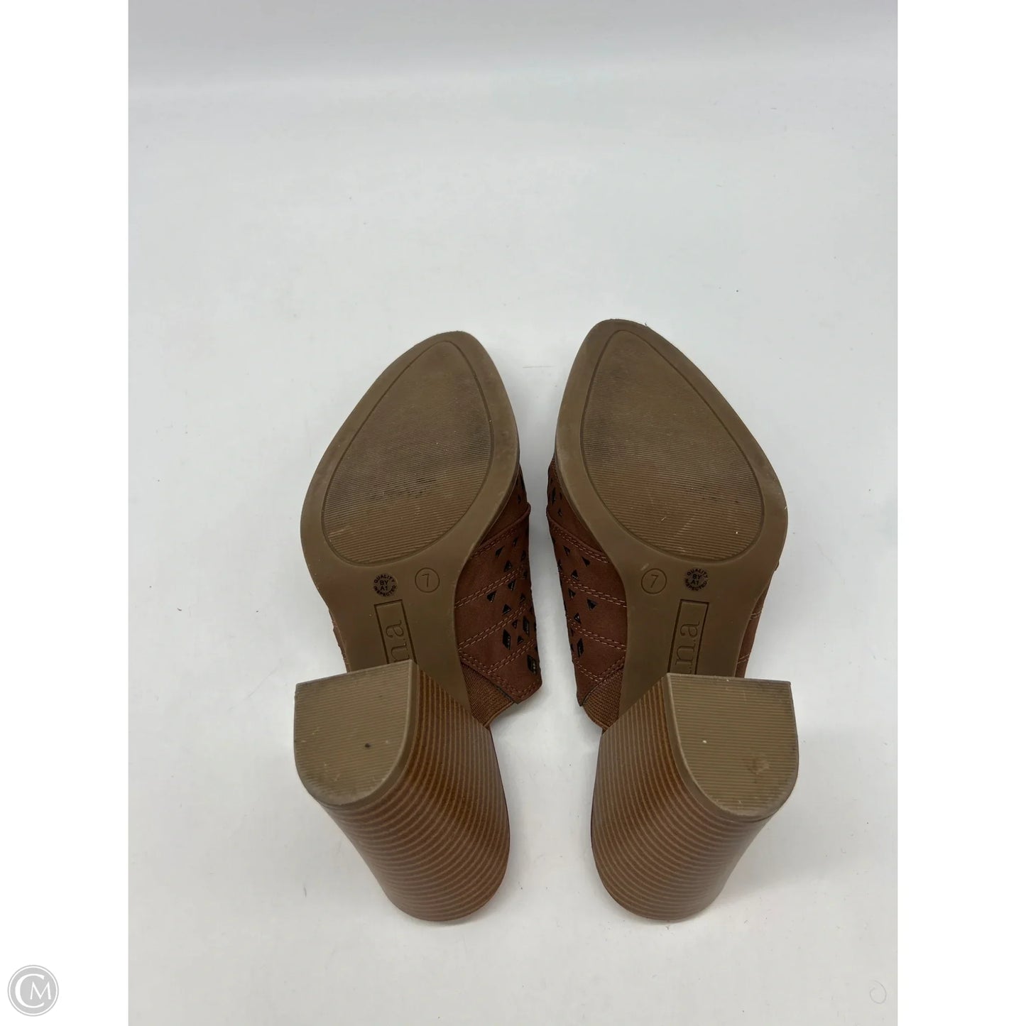 Shoes Heels Block By Ana In Brown, Size: 7