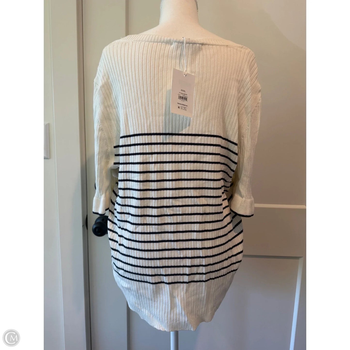 Sweater Short Sleeve By Free Assembly In White, Size: 3x