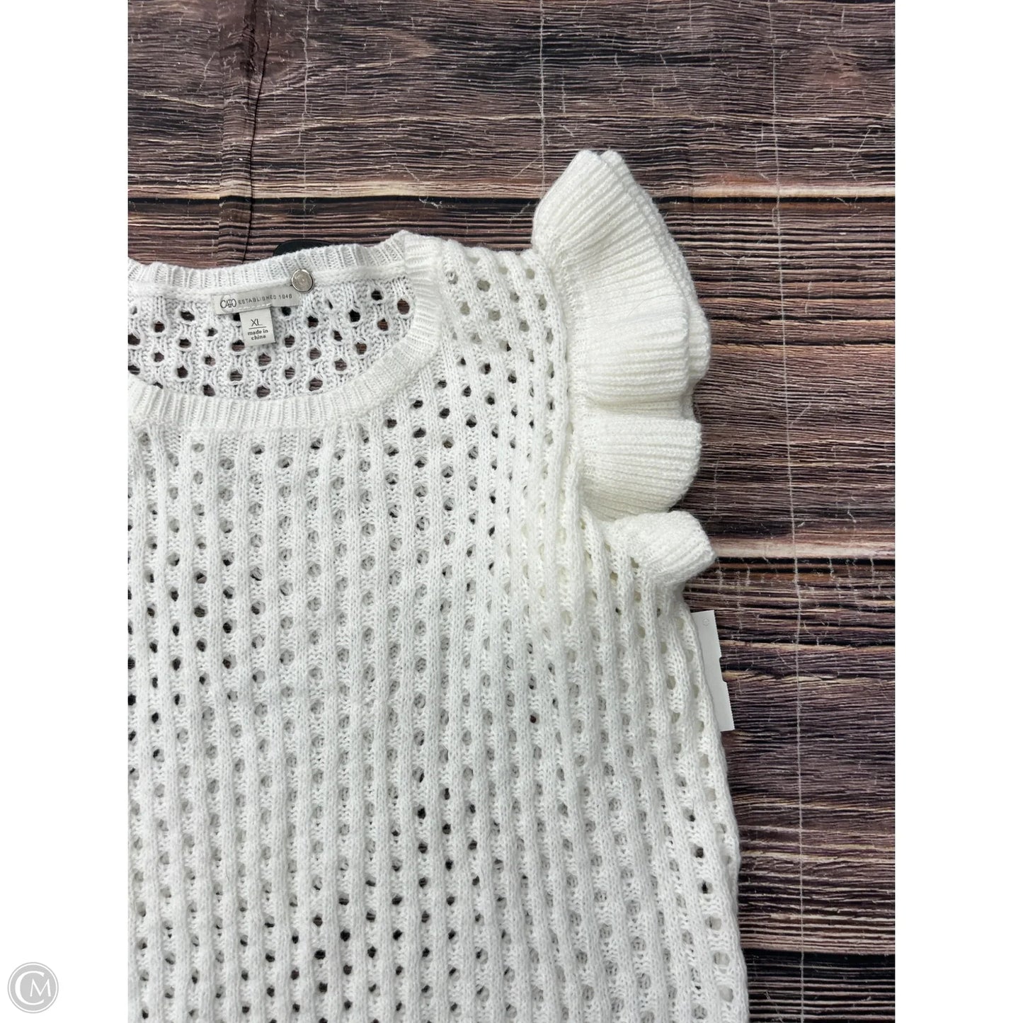 Sweater Short Sleeve By Cato In White, Size: Xl