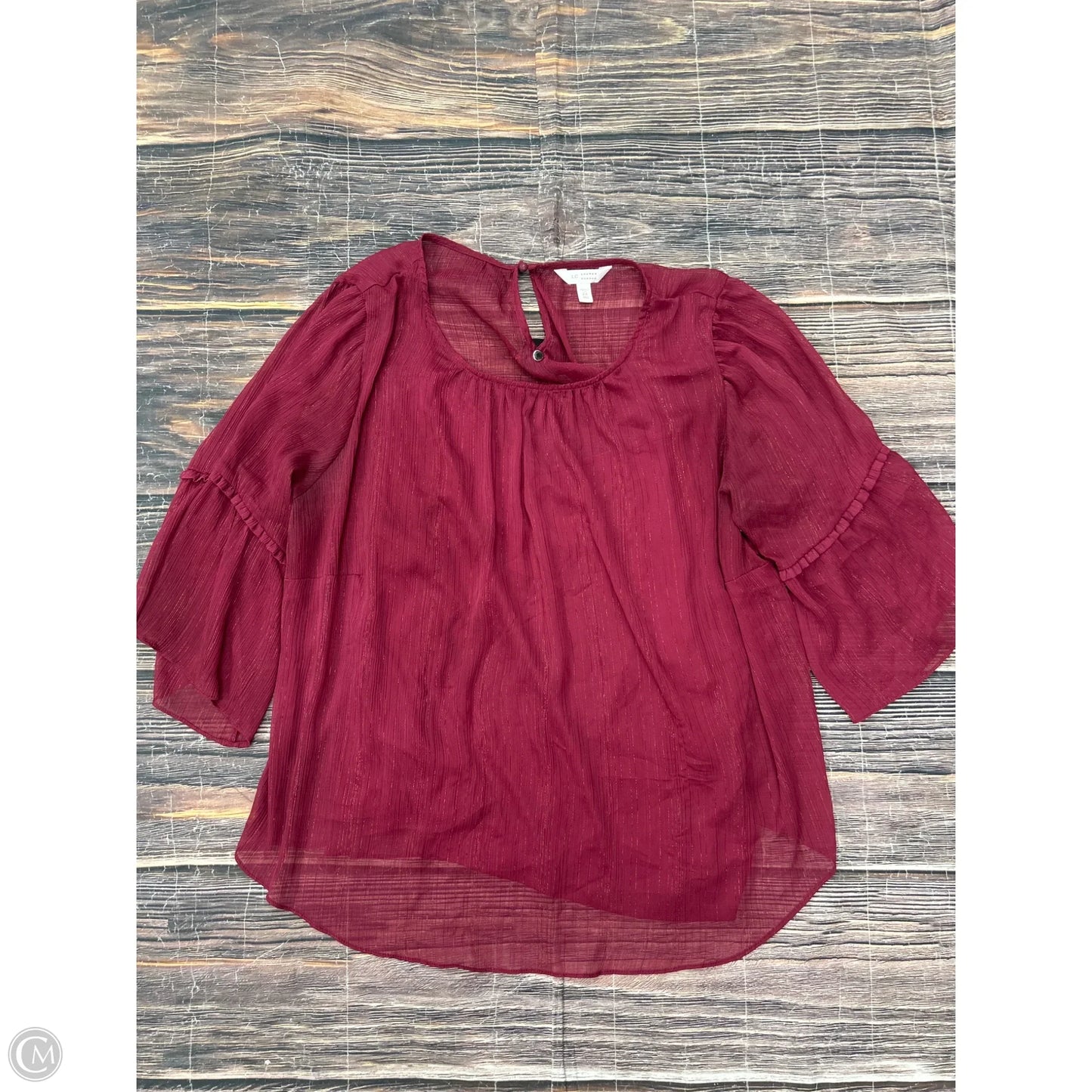 Top 3/4 Sleeve By Lc Lauren Conrad In Red, Size: 2x
